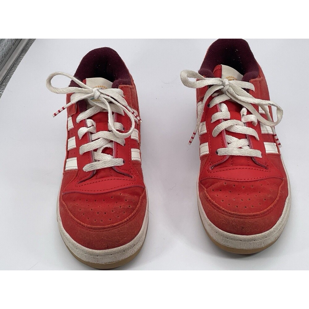 Adidas Originals Kids Forum Low Red White Suede Sneakers Size US 1 - Picture 3 of 7